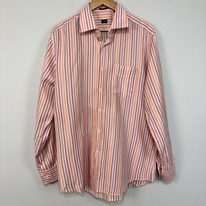 Paul Smith Shirt Mens 17‎ 43 Pink Multicolor Striped Long Sleeve Cotton Italy